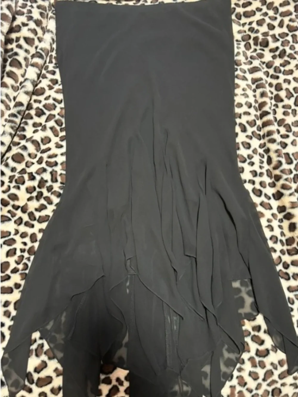 Alex Evenings Black Layered Handkerchief Midi Skirt